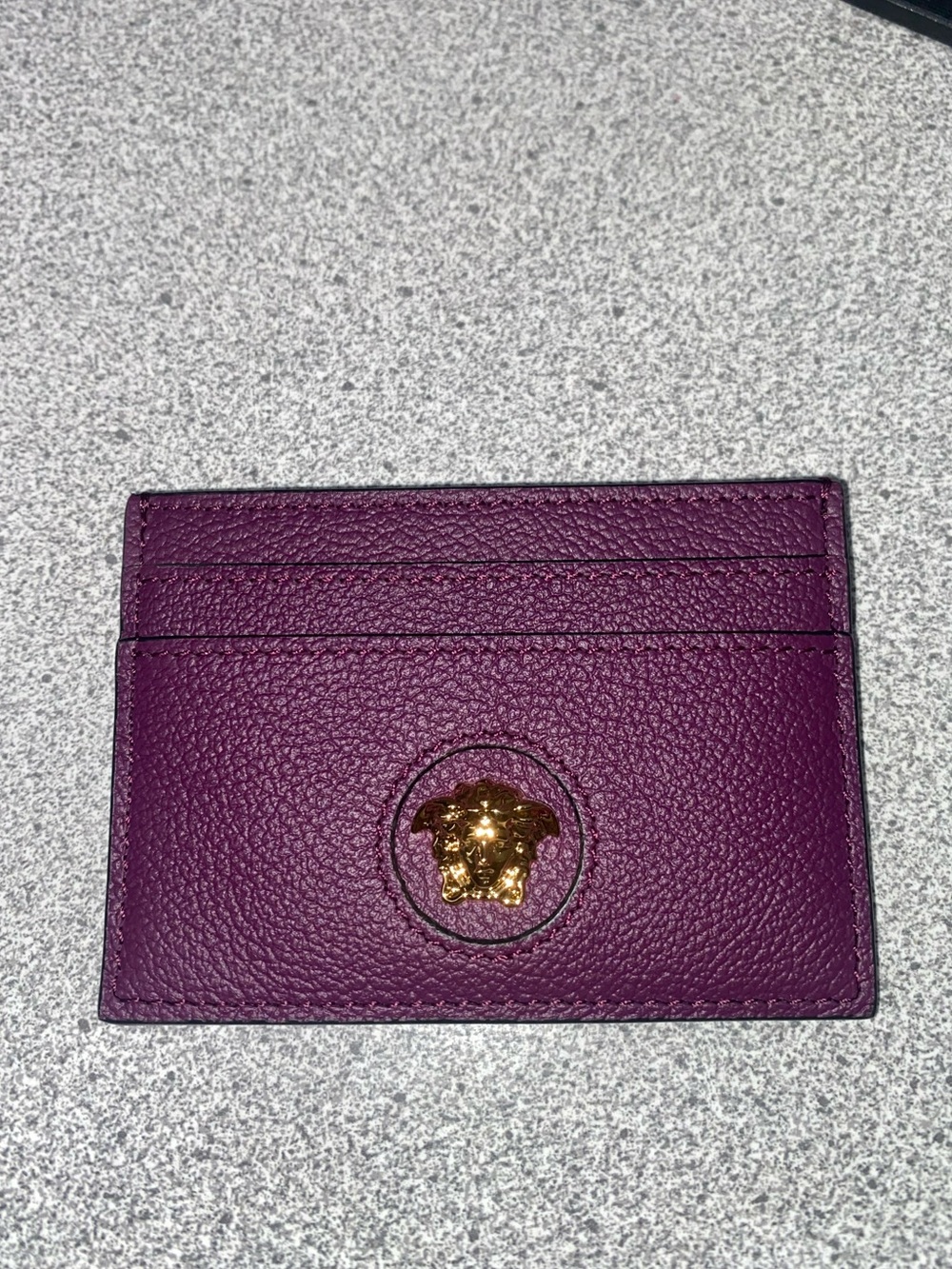 Versace La Medusa Purple Leather Card Holder All Inclusive NWT - Picture 4 of 10